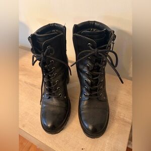 G by Guess Black Lace-Up Combat Boots